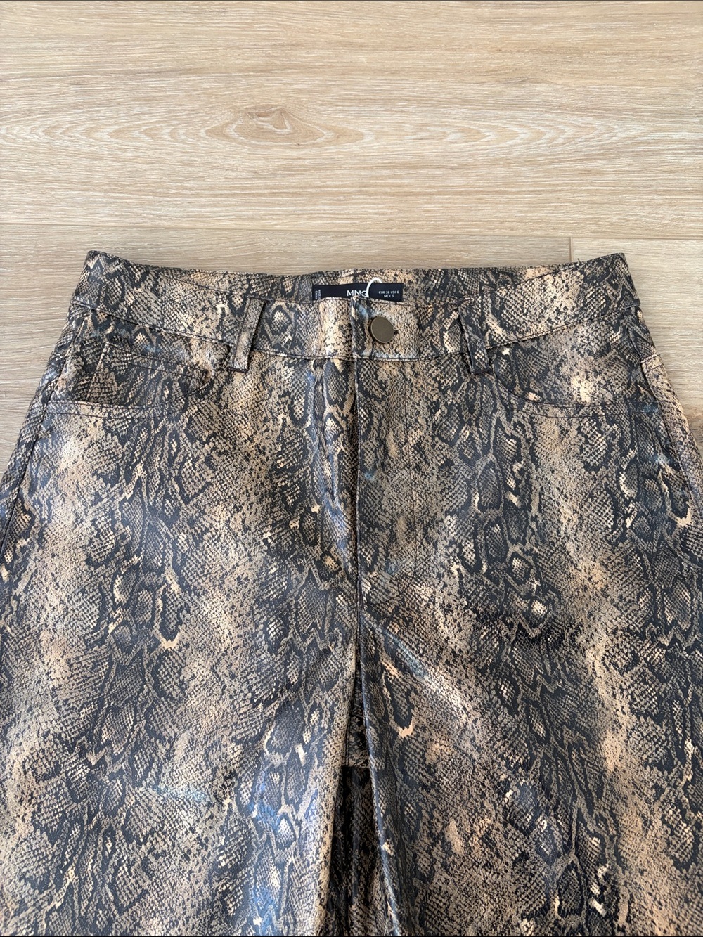 Mango Wide-Leg Snake Print Jeans - Taupe & Black - Picture 3 of 6